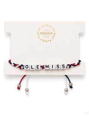 Ole Miss Braided Letter Friendship Adjustable Bracelet in Red, White & Blue
